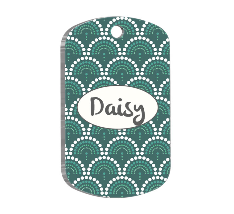 Yeşil Geometrik Askeri Kedi Köpek Künyesi Large 2,9 x 5 cm