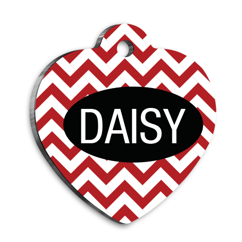 Kırmızı Zikzak Kalp Kedi Köpek Künyesi Medium 3,2 x 3,5 cm