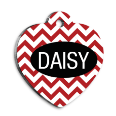 Kırmızı Zikzak Kalp Kedi Köpek Künyesi Large 4,2 x 4,5 cm