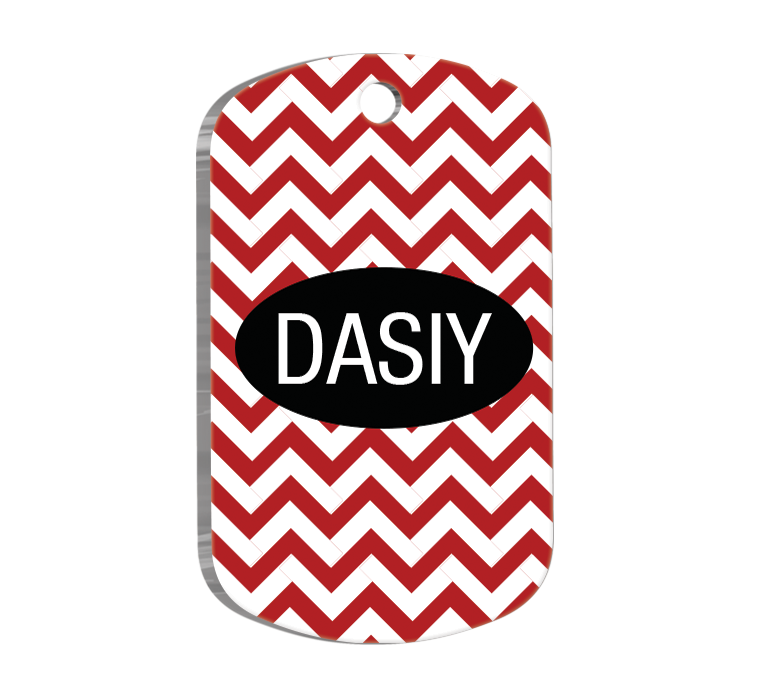 Kırmızı Zikzak Askeri Kedi Köpek Künyesi Large 2,9 x 5 cm