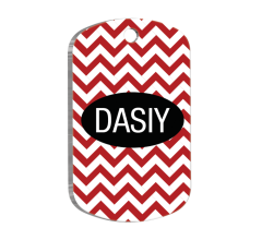 Kırmızı Zikzak Askeri Kedi Köpek Künyesi Large 2,9 x 5 cm