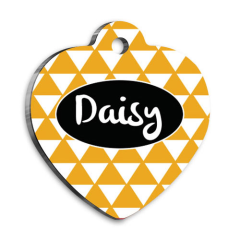 Sarı Üçgenli Kalp Kedi Köpek Künyesi Small 2,5 x 2,73 cm