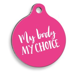 Benim Bedenim Benim Kararım Yuvarlak Şekilli Kedi ve Köpek Künyesi XLarge 3,3 x 5 cm