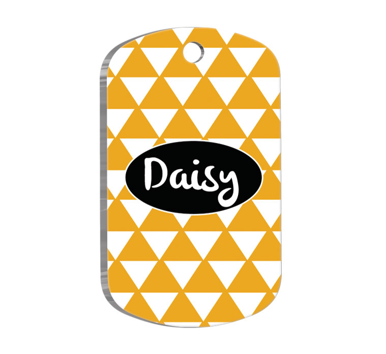 Sarı Üçgenli Askeri Kedi Köpek Künyesi Small 2,5 cm