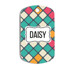 Desenli Seri Kareli Askeri Kedi Köpek Künyesi Large 2,9 x 5 cm