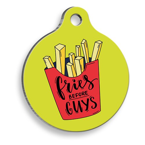 Patates Kızartması Yuvarlak Şekilli Kedi ve Köpek Künyesi XLarge 3,3 x 5 cm