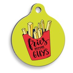 Patates Kızartması Yuvarlak Şekilli Kedi ve Köpek Künyesi XLarge 3,3 x 5 cm