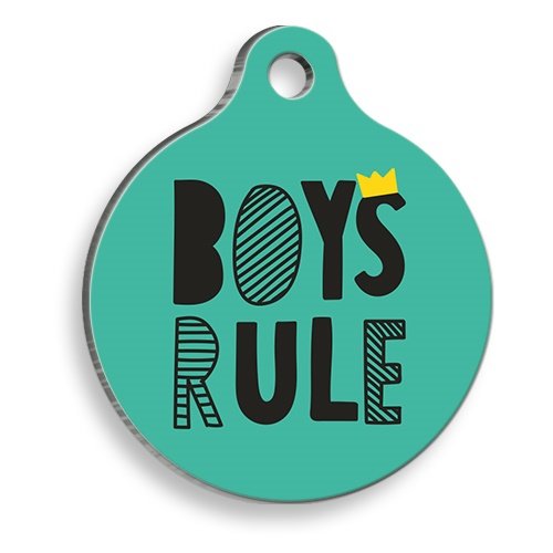 Boys Rule Yuvarlak Şekilli Kedi ve Köpek Künyesi Small 2,1 x 3,1 cm