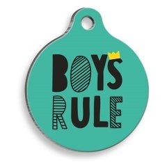 Boys Rule Yuvarlak Şekilli Kedi ve Köpek Künyesi Small 2,1 x 3,1 cm