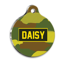 Kamuflaj Desenli Yuvarlak Kedi Köpek Künyesi Large 3,8 cm
