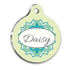 Mandala Desenli Yuvarlak Kedi Köpek Künyesi Medium 3 cm