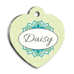 Mandala Desenli Kalp Kedi Köpek Künyesi Small 2,5 x 2,73 cm