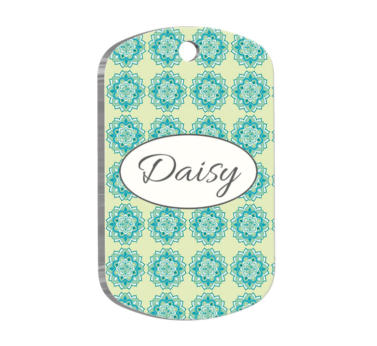 Mandala Desenli Askeri Kedi Köpek Künyesi Large 2,9 x 5 cm