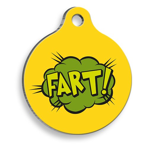 FART! Yuvarlak Şekilli Kedi ve Köpek Künyesi XLarge 3,3 x 5 cm
