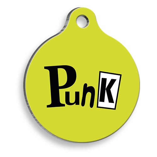Punk Yuvarlak Kedi ve Köpek Künyesi XLarge 3,3 x 5 cm