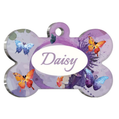 Suluboya Kelebekler Kedi Köpek Künyesi XLarge 3,3 x 5 cm
