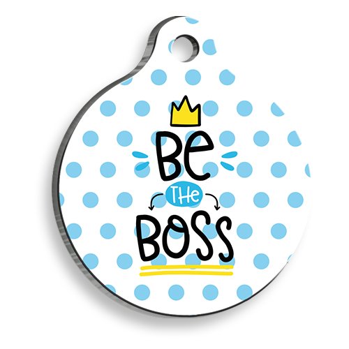 Be The Boss Mavi Yuvarlak Şekilli Kedi ve Köpek Künyesi Medium 2,6 x 3,8 cm