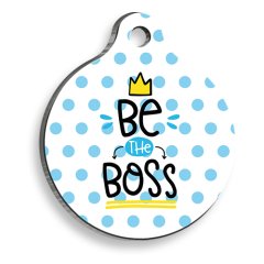 Be The Boss Mavi Yuvarlak Şekilli Kedi ve Köpek Künyesi Medium 2,6 x 3,8 cm