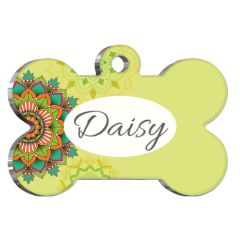 Mandala Yeşil Desenli Kedi Köpek Künyesi Small 2,1 x 3,1 cm