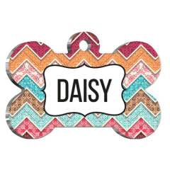 Etnik Çiçek Desenli Kedi Köpek Künyesi Small 2,1 x 3,1 cm