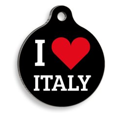 I Love Italy Yuvarlak Kedi ve Köpek Künyesi Medium 3 cm