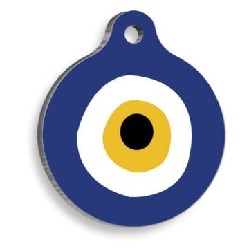 Sarı Nazar Boncuğu Temalı Yuvarlak Künye