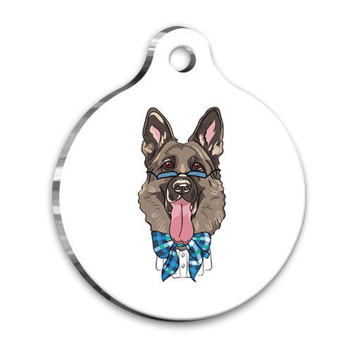 Tasarım Alman Çoban Kurdu Yuvarlak Köpek Künyesi Small 2,5 cm