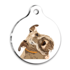 Tasarım Minyatür Schnauzer Yuvarlak Köpek Künyesi Medium 3 cm