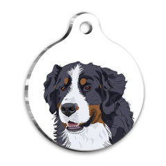 Tasarım Bernese Mountain Yuvarlak Köpek Künyesi Small 2,5 cm