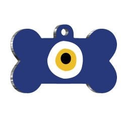 Sarı Nazar Boncuğu Desenli Kedi Köpek Künyesi