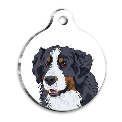 Tasarım Bernese Mountain Yuvarlak Köpek Künyesi Large 3,8 cm