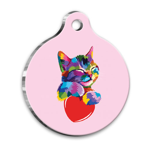 İllüstrasyon Gülümseyen Kedi Yuvarlak Kedi Künyesi Medium 3 cm