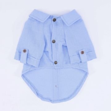PawStar Mavi Linen Look Gömlek