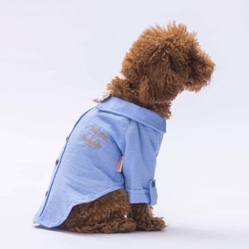 PawStar Mavi Linen Look Gömlek