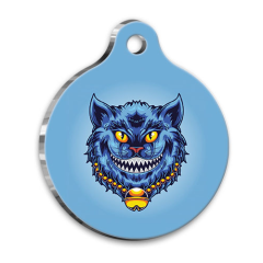 illüstrasyon Gülen Kedi Yuvarlak Kedi Künyesi Medium 3 cm