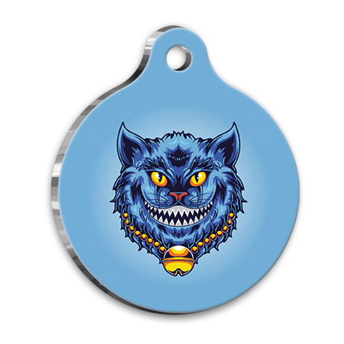 illüstrasyon Gülen Kedi Yuvarlak Kedi Künyesi Large 3,8 cm