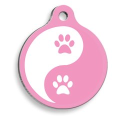 Zen Pati Pembe Yuvarlak Kedi ve Köpek Künyesi Large 3,8 cm