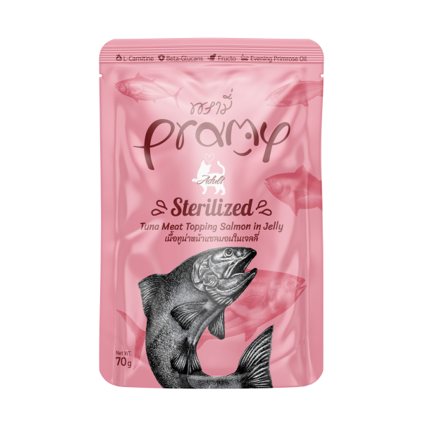 Pramy Jöle İçinde Somonlu ve Ton Balıklı Kısırlaştırılmış Kedi Konservesi 70gr