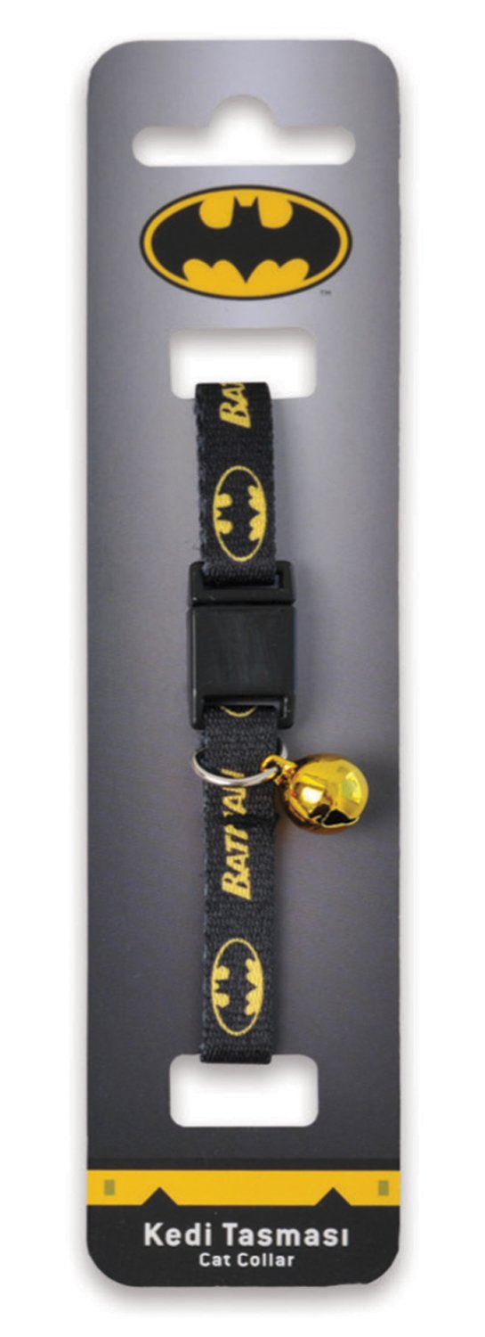 Batman Siyah Sarı Desenli Güvenlik Kilitli Ayarlanabilir Yumuşak Doku Kedi Boyun Tasması 22-30 cm