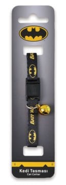 Batman Siyah Sarı Desenli Güvenlik Kilitli Ayarlanabilir Yumuşak Doku Kedi Boyun Tasması 22-30 cm