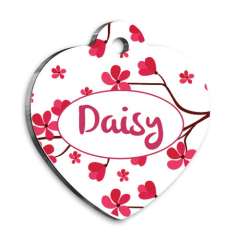 Kiraz Ağacı Kalp Şekilli Kedi Köpek Künyesi Small 2,5 x 2,73 cm