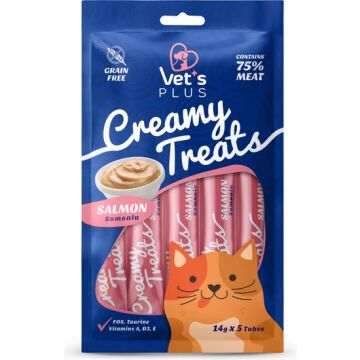Vet's Plus Somonlu Sıvı Kedi Ödül Maması 14gr (5’li)
