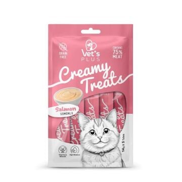 Vet's Plus Somonlu Sıvı Kedi Ödül Maması 14gr (5'li)