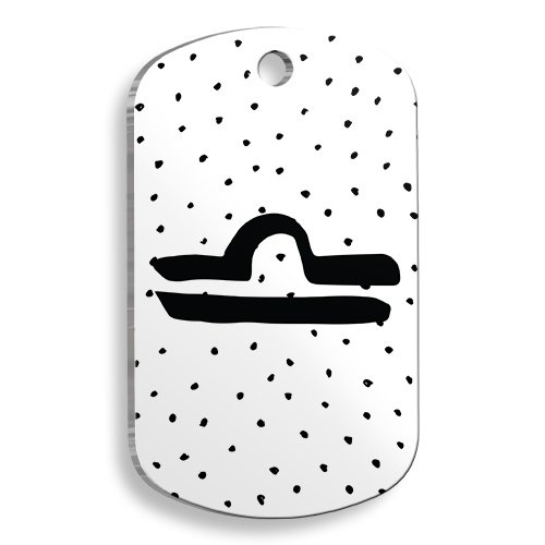 Beyaz Renk Terazi Burcu Asker Şekilli Kedi ve Köpek Künyesi Large 2,9 x 5 cm