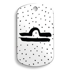 Beyaz Renk Terazi Burcu Asker Şekilli Kedi ve Köpek Künyesi Large 2,9 x 5 cm