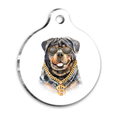 Suluboya Rottweiler Yuvarlak Köpek Künyesi Medium 3 cm