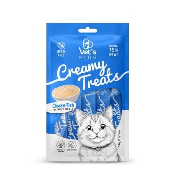 Vet's Plus Okyanus Balıklı Krema Kedi Ödül Maması 14gr (5'li)