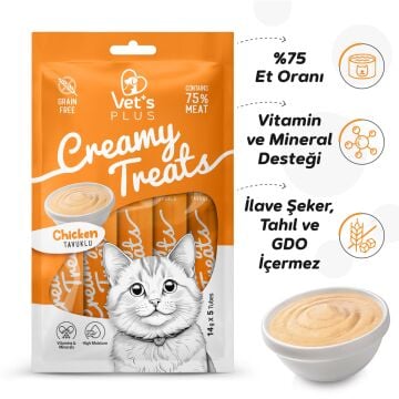 Vet's Plus Tavuklu Krema Kedi Ödül Maması 14gr (5'li)