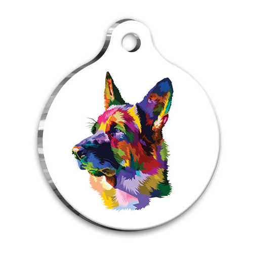 İllüstrasyon Alman Çoban Kurdu Yuvarlak Köpek Künyesi Large 3,8 cm