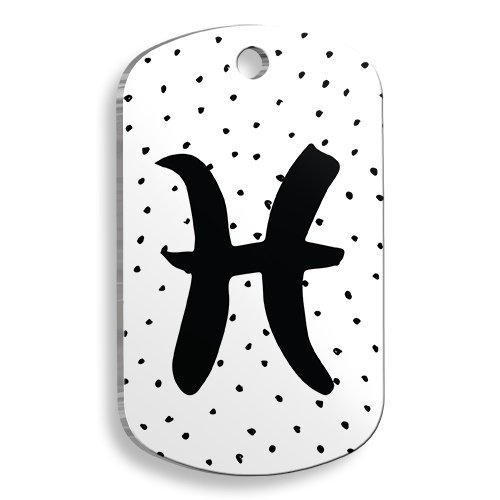 Beyaz Renk Balık Burcu Asker Şekilli Kedi ve Köpek Künyesi Large 2,9 x 5 cm